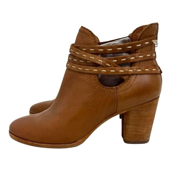 Frye Naomi Pickstitch Ankle Shooties Womens Size 7 B Whiskey Brown Leather Zip - Picture 3 of 7